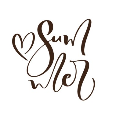 Yazı ve kalp aşkı kaligrafi harfleri. Vektör El, izole edilmiş ifade. Fırça kompozisyon çizimi çizimi tebrik kartı için karalama izole tasarımı, yazdırma