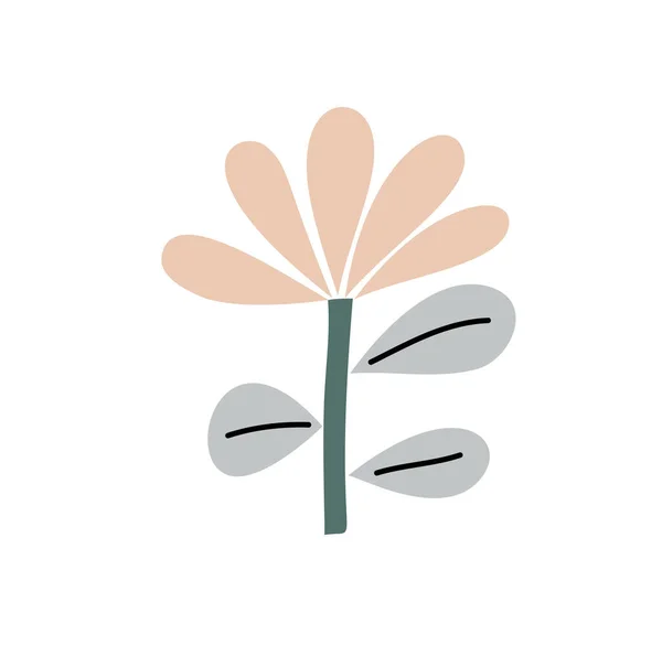 Vecteur stylisé fleur de printemps. Illustration scandinave. Image florale d'été décorative pour saluer la carte ou l'affiche de Saint-Valentin, bannière de vacances — Image vectorielle