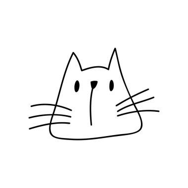 İskandinav kedisinin siyah çizgili yüzü. Bir dairenin el çizimi çizimi. Tişört tasarımı, tekstil ürünleri, ambalaj kağıdı, çocuk tekstili