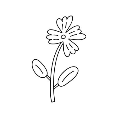 Vector stilize bahar çiçeği ile monoline. İskandinav illüstrasyon sanat unsuru. Sevgililer Günü kartı, poster, bayram afişi için dekoratif yaz çiçekleri.