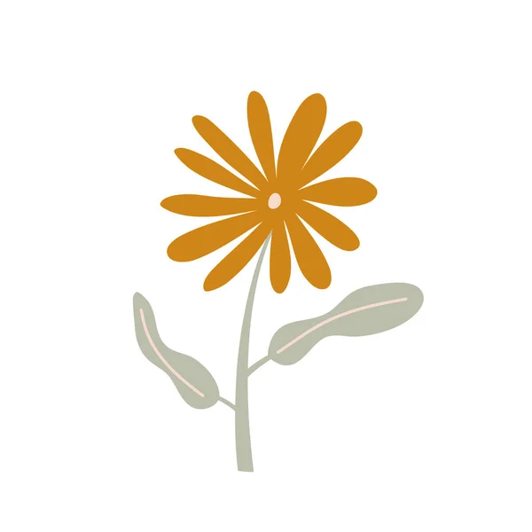 Vector stylized spring flower. Scandinavian illustration art element. Decorative summer floral image for greeting Valentine card or poster, holiday banner — Stock Vector