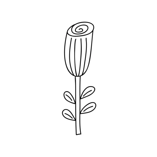 Wektor stylizowane wiosenny kwiat w stylu monoline. Skandynawski element ilustracji sztuki. Dekoracyjny letni obraz kwiatowy na kartce lub plakacie Valentine, świąteczny baner — Wektor stockowy