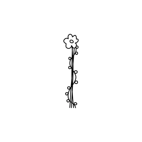 Ročník květinový tučné písmeno I logo pružina. Klasické letní písmeno Design vektory s černou barvou a květinové ručně kreslené s monolinovou linkou květiny — Stockový vektor
