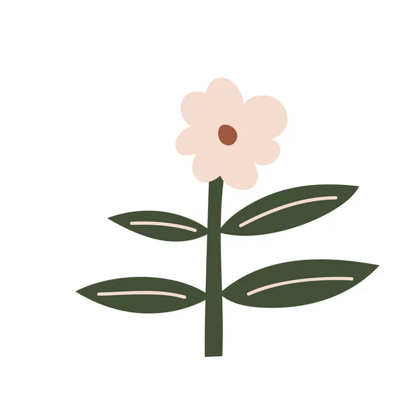 Stylized vector spring flower. Scandinavian illustration art element. Decorative summer floral image for greeting Valentine card or poster, holiday banner — Stock Vector