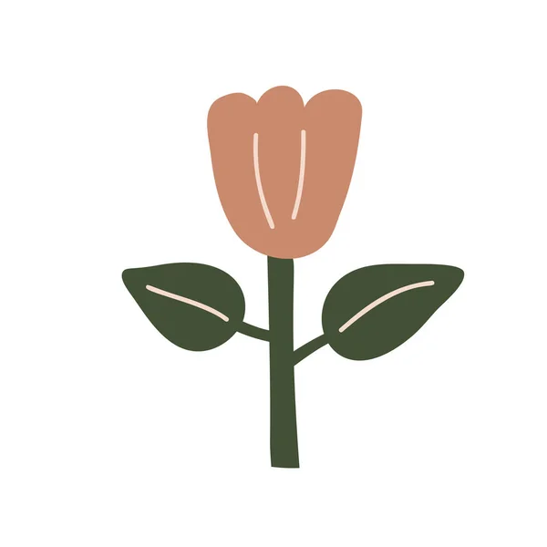 Fleur de printemps vectorielle stylisée. Illustration scandinave. Image florale d'été décorative pour saluer la carte ou l'affiche de Saint-Valentin, bannière de vacances — Image vectorielle