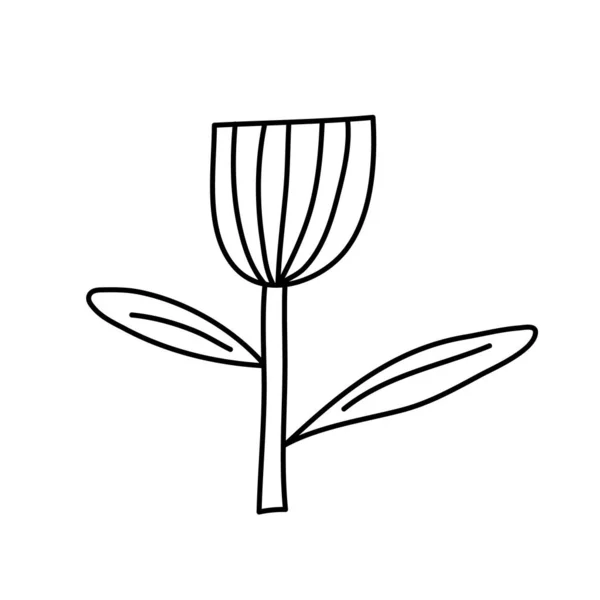 벡터는 단열 (monoline) 스타일의 봄 꽃을 양식화하였다. 스칸디나비아의 일러스트 예술 요소. 발렌타인 카드나 포스터 인사를 위한 장식적 인 여름 꽃 모양, 휴일 깃발 — 스톡 벡터
