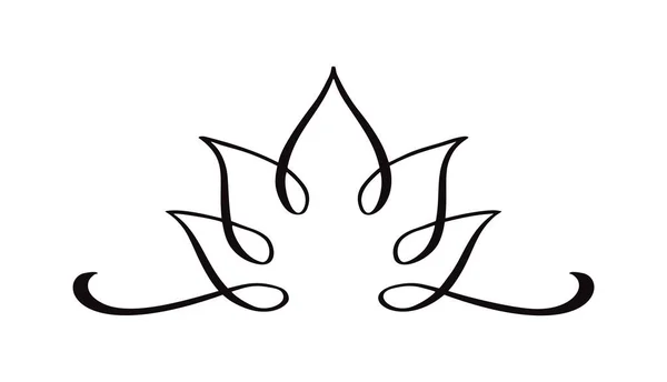 Lotus Flower dibujado a mano Logo yoga abstracto Salón de belleza Spa Marca de cosméticos. Hojas Looped Logotype design vector Luxury Fashion template — Vector de stock