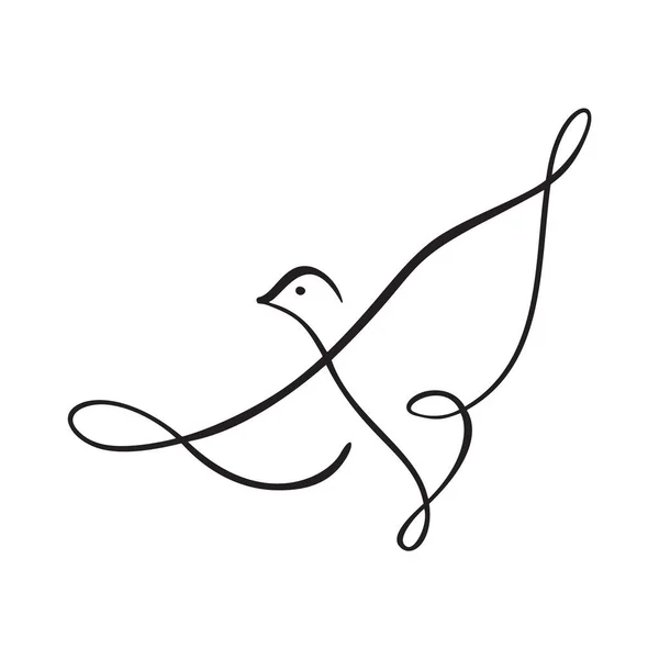 Continu une ligne dessin oiseau. Logo du pigeon volant. Illustration vectorielle noir et blanc. Concept pour logo, carte, bannière, affiche, flyer — Image vectorielle