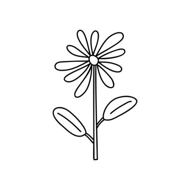 Vector stilize bahar çiçeği tek başına. İskandinav illüstrasyon sanat unsuru. Sevgililer Günü kartı, poster, bayram afişi için dekoratif yaz çiçekleri.