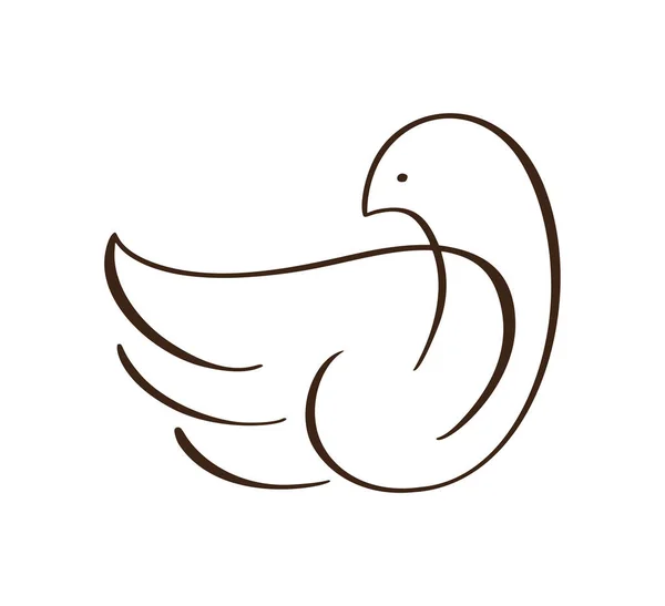 Modèle de logo de colombe vectorielle stylisée icône. pigeon portant coeur dans le style doodle. ligne art oiseau — Image vectorielle