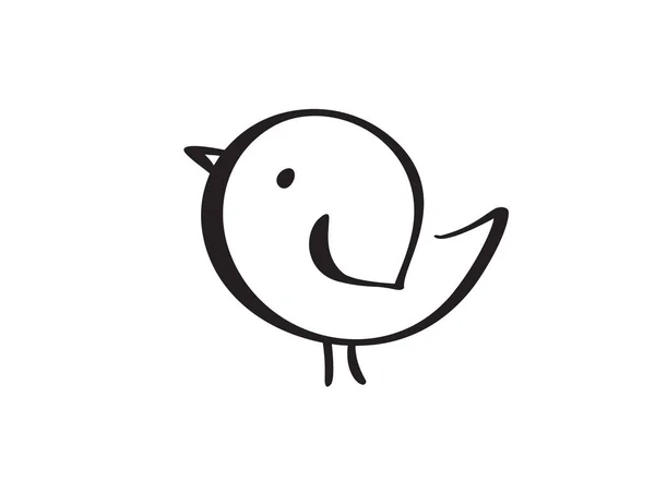 Continuous one line drawing chick bird logo. Black and white vector illustration. Concept for logo, card banner, poster flyer — Stockvector