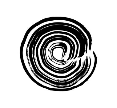 Fırça vektör dairesi dokusu siyah. Beyaz soyut arka planda izole edilmiş. Tişört tasarımı, tekstil ürünleri, ambalaj kağıdı, çocuk tekstili