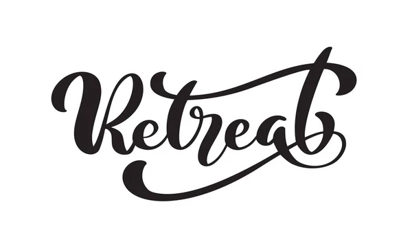 Retreat borstel logo zwarte kalligrafie belettering Tekst. Vector Phrase Cursieve Kalligrafie Typeface — Stockvector