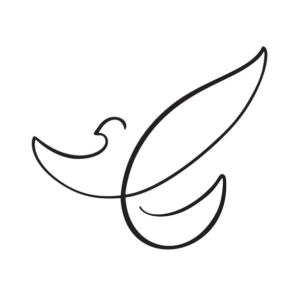 Dessin colombe oiseau calligraphie brosse ligne. Logo du pigeon volant. Illustration vectorielle noir et blanc. Concept pour carte icône, affiche bannière, flyer — Image vectorielle
