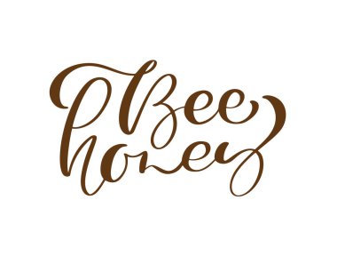 Arı balı el yazısı, bebek mesajları. Vektör el harfleri beyaz arka planda izole edilmiş çocuklardan alıntı yapıyor. Logo balı, tekstil, tipografi posteri, baskı kavramı