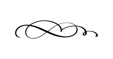 Vektör çizgisi zarif ayırıcı ve ayırıcı, girdap ve köşe dekoratif süs. Çiçek hattı filigran tasarım elementi. Davet veya menü sayfası illüstrasyonu için kıvrım ögesini zenginleştir