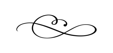 Vector vintage hat zarif hat hat ayırıcı ve ayırıcı, girdap ve köşe dekoratif süs. Çiçek hattı filigran tasarım elementi. Davet veya menü sayfası illüstrasyonu için kıvrım ögesini zenginleştir