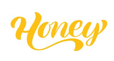 Bal el yazısı harfleri. Beyaz arka planda izole edilmiş siyah renkli bir kelime olan taşıyıcı arı eli. Logo kartı, tipografi posteri, baskı kavramı