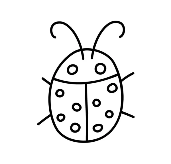 Uğurböceği doğrusal simgesi. İnce çizgili çizim. Uğur böceği kontur sembolü. İzole edilmiş vektör çizimi bebek — Stok Vektör