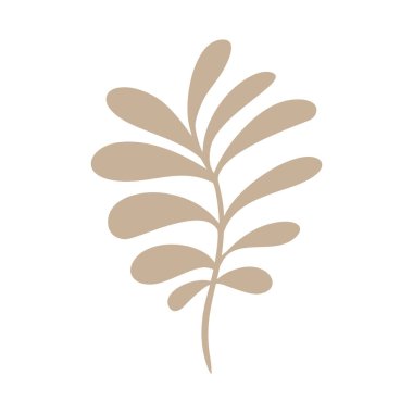 Modern çim yaprağı vektör abstrac illüstrasyon. Bej rengi sanat tarzı. İzole edilmiş egzotik orman modern moda illüstrasyonları. Posterler, instagram yazıları ve çıkartmalar için mükemmel.