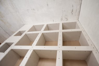Construction of Drywall-Plasterboar d Interior Room  clipart