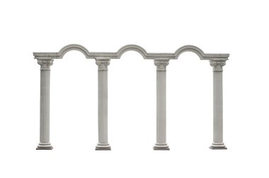 Roman columns gate isolated on white with Clipping Path  clipart