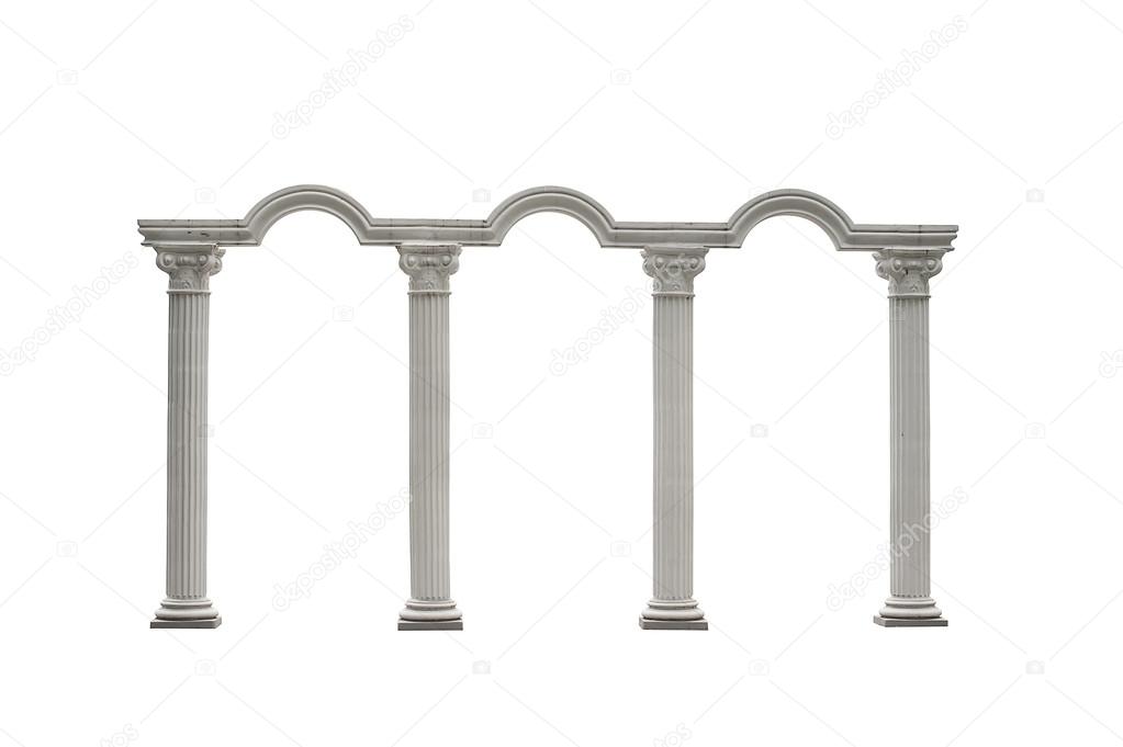 Roman columns gate isolated on white with Clipping Path 