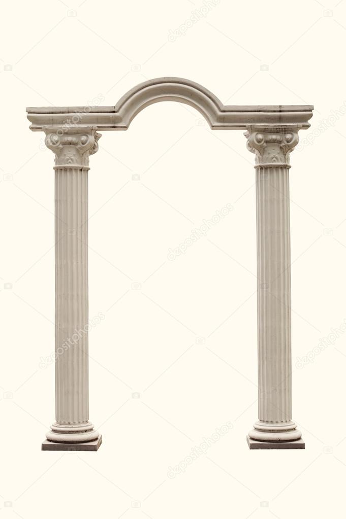  arch of the columns on a white background