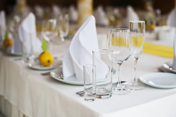 Served table with dishes and glasses — Stock Photo, Image