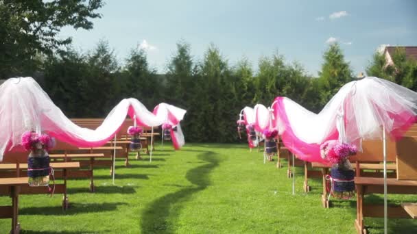 Hermosa decoración para la ceremonia de boda — Vídeos de Stock