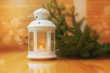 Christmas mum Noel orna ahşap bir zemin üzerine