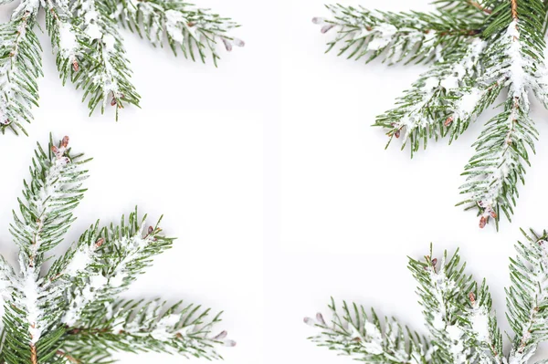 Vánoční zelený rámec izolované na bílém pozadí — Stock fotografie