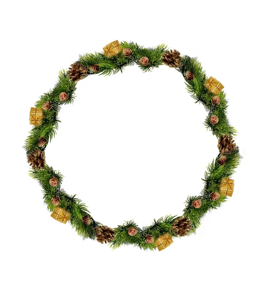 Christmas wreath isolated over white background — Stock Photo, Image