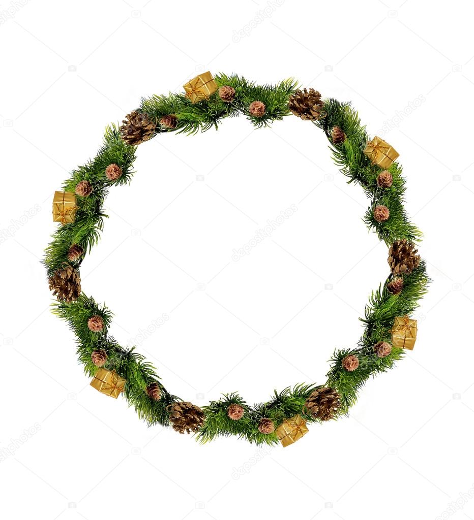 Christmas wreath isolated over white background 