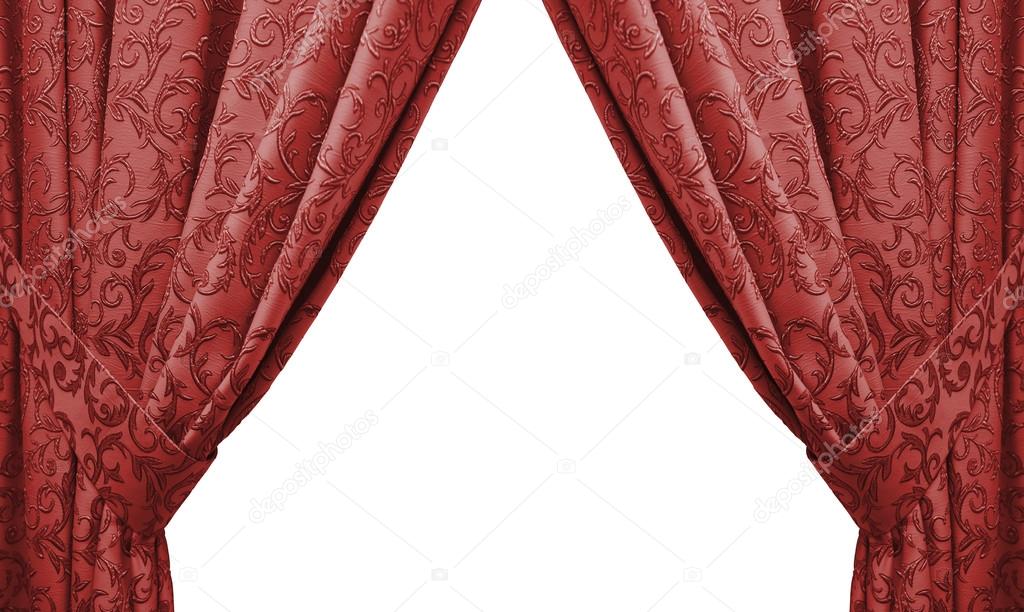 beautiful red curtain in a classic style. isolated