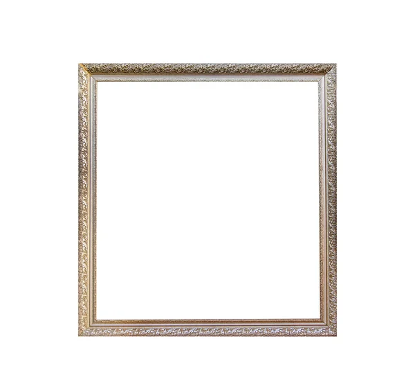 Square golden frame on a white background — Stock Photo, Image