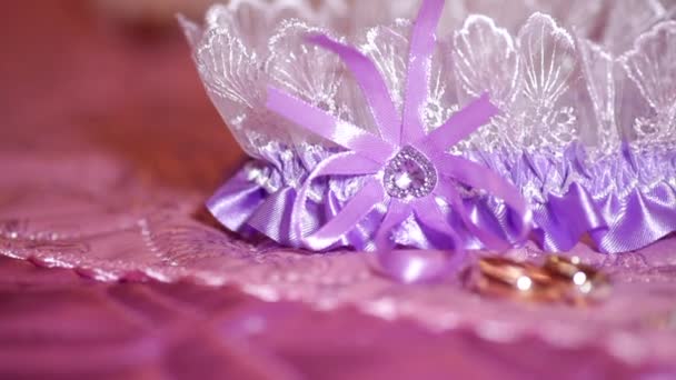 Beautiful bride wedding accessories — Stock Video