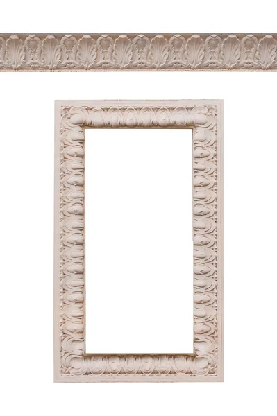 Hermoso marco y adorno bajorrelieve sobre un fondo blanco —  Fotos de Stock