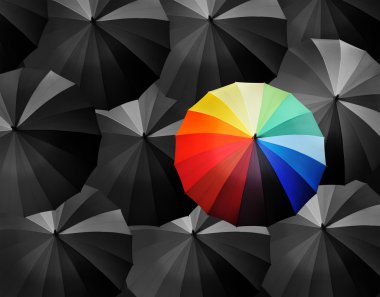 colored umbrellas on a black background clipart