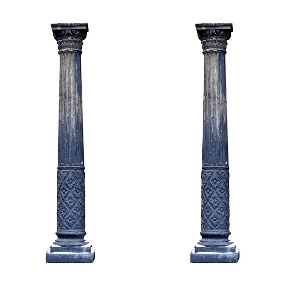 Beyaz arka plan üzerinde izole siyah mimari sütunlar