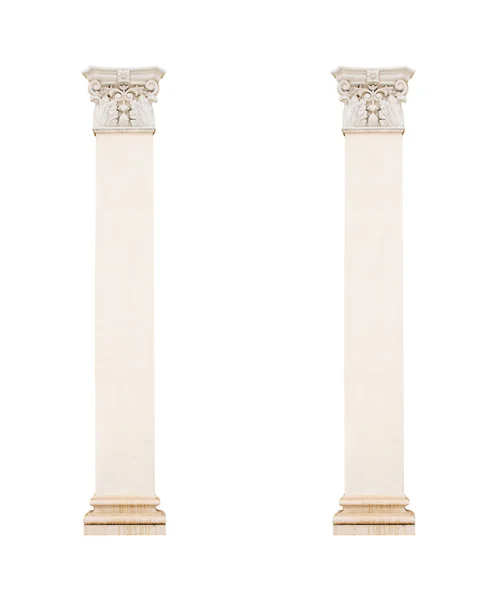 Colonnes architecturales blanches isolées sur fond blanc — Photo