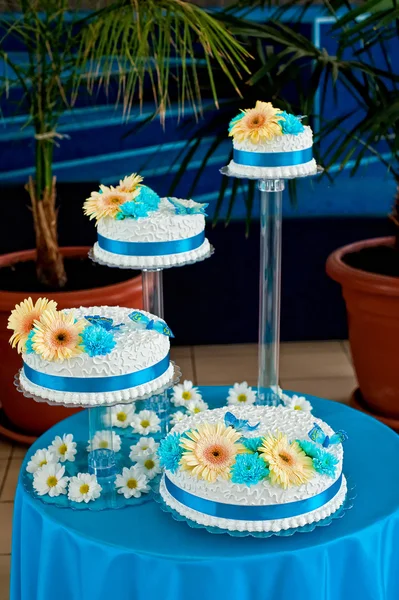 Mavi tarzı düğün pastası — Stok fotoğraf