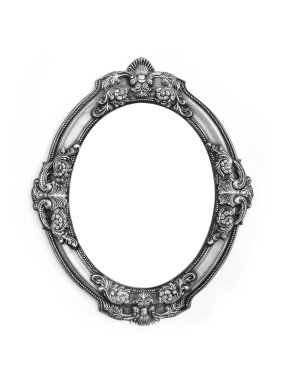 Beyaz bir arka plan üzerinde izole oval metal gri çerçeve