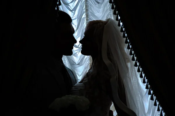 新娘和新郎在宫殿里 — 图库照片