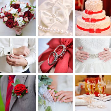 Kolaj stili fotoğraf kırmızı bir düğün
