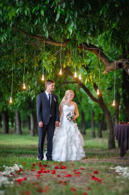 Gelin ve Damat Düğün kemer ışık ampuller seviyorum