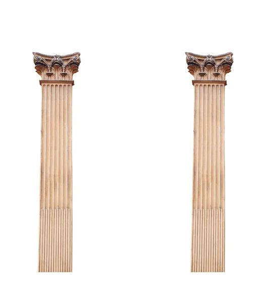 Two old architectural columns isolated on white background — Stock Image Two old architectural columns isolated on white background Stock Photo