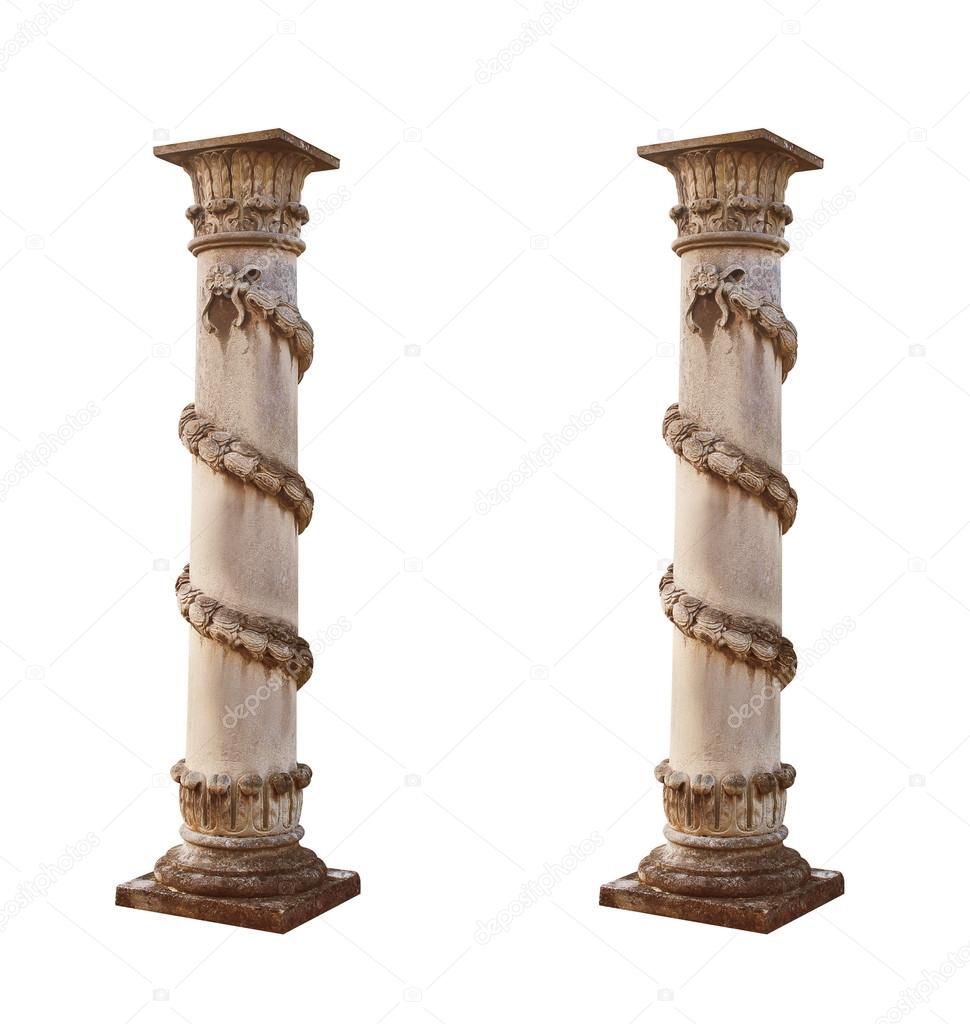 isolated architectural columns on a white background
