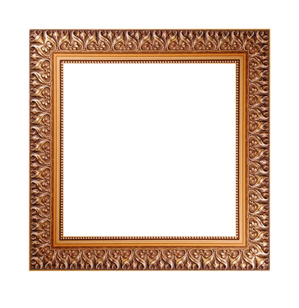 Gouden frame geïsoleerd op witte achtergrond — Stockfoto