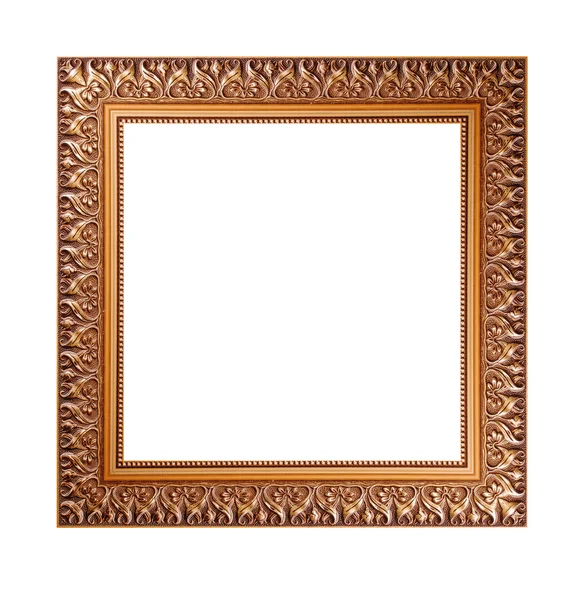 Moldura de ouro isolado no fundo branco — Fotografia de Stock